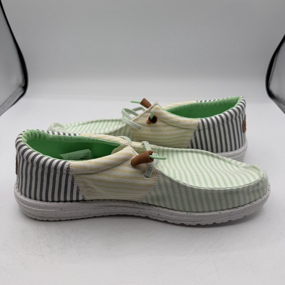 Hey Dude Wally Tri Nu Prep Shoes Mens Sz 13 Green Ash/Yellow SLip On Loafers NWT